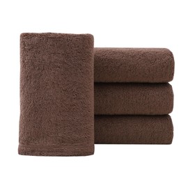 Pidada Hand Towels Set of 4 100% Cotton Absorbent Soft Decorative Towel for Bathroom (Brown)