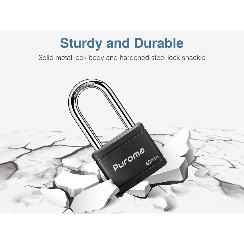 Puroma Keyed Padlock with 2 Keys Alike, 1.8 Inch Locker