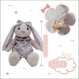 Mikee Fluffie Mikee Fluffie Easter Bunny Stuffed Animals with Clothes & Bow tie,Safe Material Soft Washable Stuffed Bunny,Cute Plush Toy Rabbit Easter Decoration Birthday Gift for Boys and Girls, White,9"