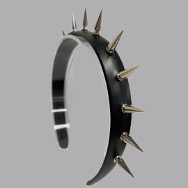 ATekatac Women Leather Headband Steampunk Spiked Headband Gothic Hairband (Black)