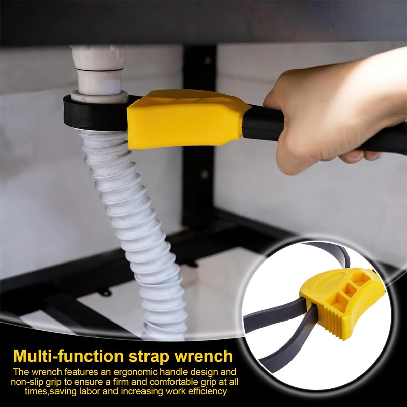 Strap Wrench Set, 2Pcs Adjustable Rubber Strap Wrench, Oil Filter