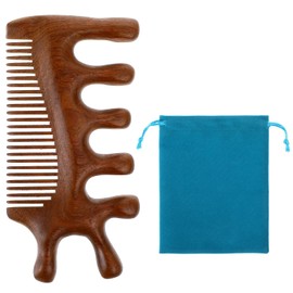 HJZHII Wooden Scalp Comb, Scalp Massage Tool Scalps Massager Hair Growth Wooden Massage Comb 4 in 1 Sandalwood Gua Sha Massager Head Wood Brush for Neck Care Stress Relief Untangling Styling Hair