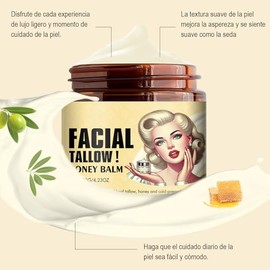 2pcs Whipped Beef Tallow and Honey Balm, Bálsamo de Sebo de Res Batido y Miel, Balsamo de Sebo de Res Facial,Sebo de Res Rostro Cuerpo Hidratante,Textura Ligera, Hidrata Profundamente la Piel.