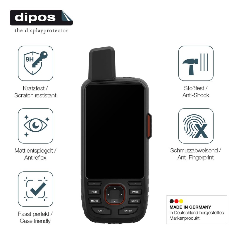 dipos I 2x Displayschutz 9H matt kompatibel mit Garmin GPSMAP