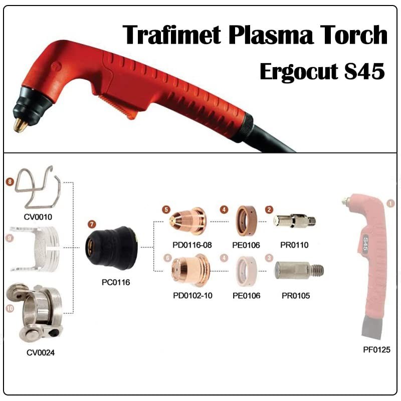 AWLOLWA 50 pcs Plasma Cutter Torch S45 Accessory Kit PR0010