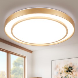 Wheatronic 20 inch Flush Mount Ceiling Light Fixture LED 36W, Gold Dimmable Fixture Ceiling Mount Overhead, Modern Close to Ceiling Light 5CCT for Living Room,Kitchen, Bedroom