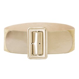 Hanna Nikole Women's Large Sizes Buckle Wide Belt Retro Stretch Cinch Belt, gold