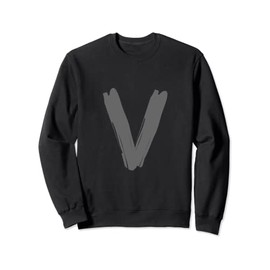 Creative Bold Dark Grey Letter V - Alphabet - Marker Design Sweatshirt