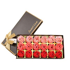 CENZICOM 18 pcs Floral Scented Bath Soap Rose Flower Petals (Red)