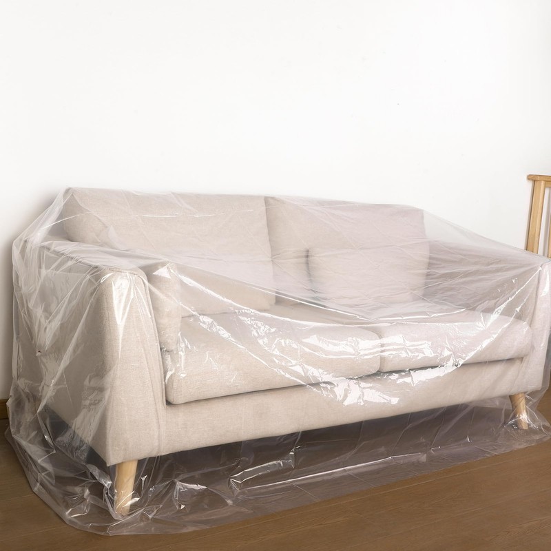 2 Pack Plastic Sofa Covers, 300 x 135cm Waterproof &