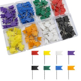 FKWKUW Pack of 160 Colourful Flag Marking Flags Push Pins Colourful Marking Flags Pin Board Pins Flag Pins for Maps, World Map, Travel Map Pin Board and Bulletin