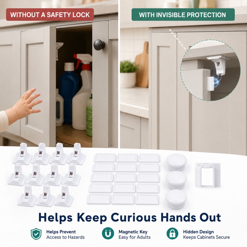 Magnetic Child Safety Cabinet Locks for Drawers and Doors