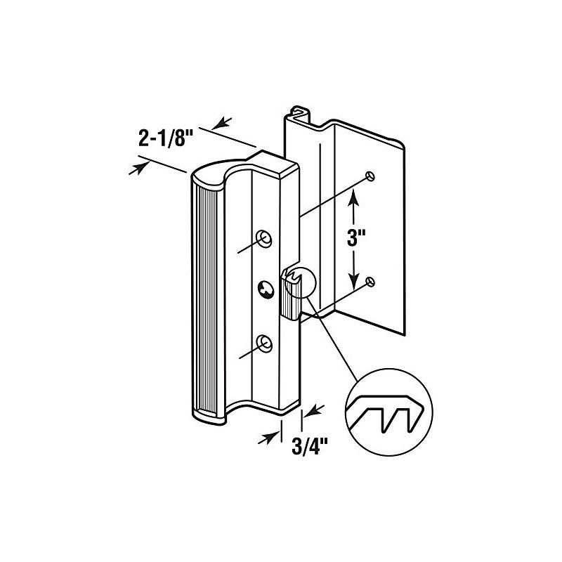 Prime-Line C 1073 Aluminum, Black Finish, Patio Door Handle Surface