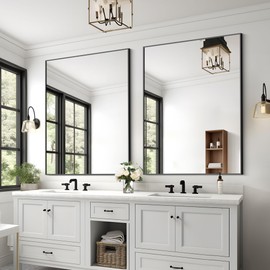 KOCUUY Black Rectangle Mirror, 36"x48" Bathroom Mirrors for Over Sink, Large Black Wall Mounted Mirror, Metal Framed Mirror for Wall, Vanity Mirror for Bathroom Living Room Bedroom Dining Room