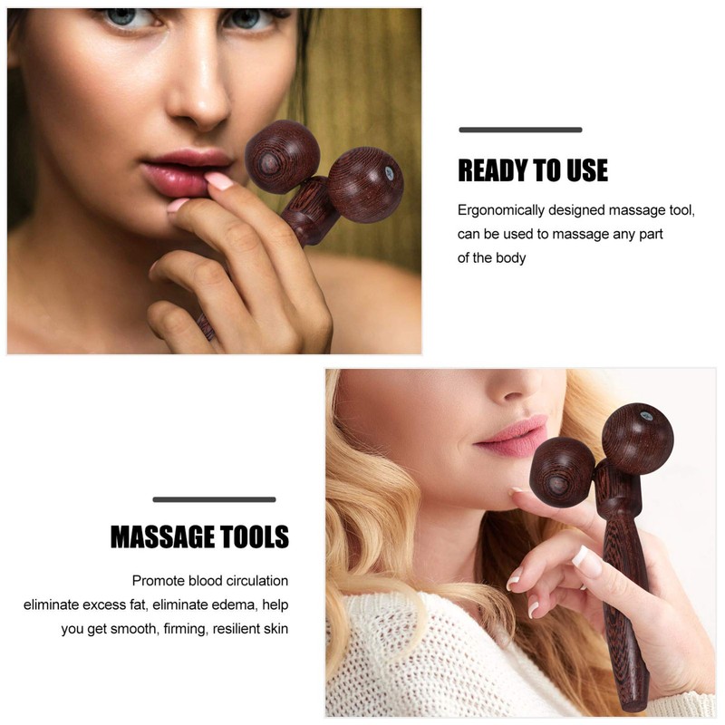 Wooden Massage Roller with Handle Body Muscle Relaxing Face Massager