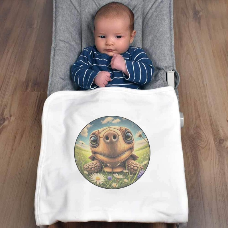 Azeeda 'Smiling Tortoise' Cotton Baby Blanket/Shawl (BY00039752)