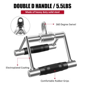 DYNASQUARE Cable Machine Attachments Set Combo, LAT Pulldown Attachments with Exercise Handles & Ankle Straps (Sliver)