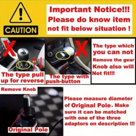 HOCSTONE Universal 5-speed/6-speed Aluminum Alloy + PU Leather Gear Shifter Head, Replaceable + 4 adapters + Installation Tools