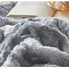 Jameswish Faux Fur Duvet Cover Set Ultra Soft Marbled Ivory
