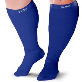 BLU HORN Knee High Compression Socks 15-20 mmHg - Everyday Use Improves Blood Circulation, Relieves Pain & Swelling (6X-Large, Black (1-Pair))
