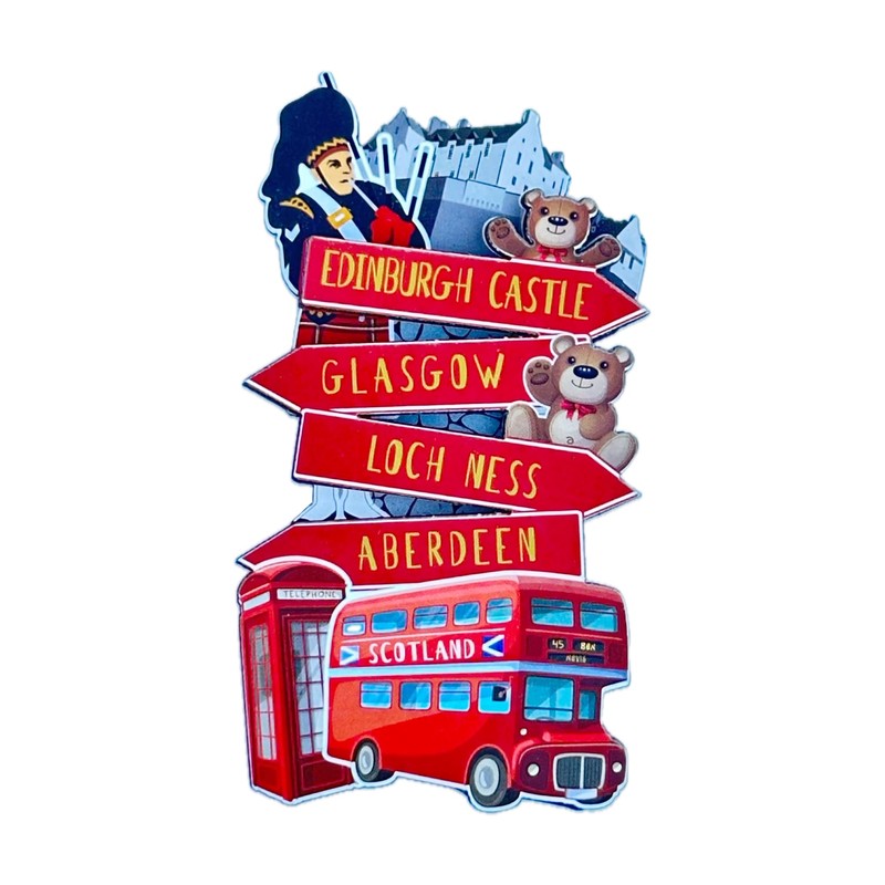 LILAJ Scotland Fridge Magnet Set Scottish Souvenirs Featuring Edinburgh Castle,