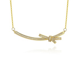 Clearine Minimalistische Knoten Halskette für Damen Mädchen Zierliche Cubic Zirkonia Gold Lächeln Geburtstag Valentinstag Muttertag Schmuck Geschenk