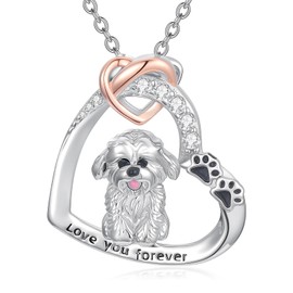 Midari Maltipoo Gifts for Women 925 Sterling Silver Maltipoo Necklaces Paw Necklaces I Love You Forever Pendants Necklace Dog Jewelry for Dog Lover