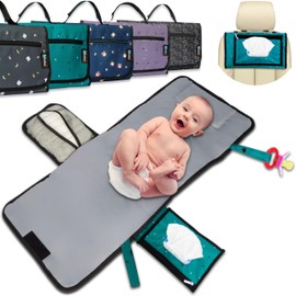 BUBENHERZ Windeltasche Für Baby & Kleinkind mit XL Wickelunterlage für unterwegs - Anti-Rutsch-Feuchttuchfach für jede Größe - Kleine Wickeltasche Organizer GREENFEET