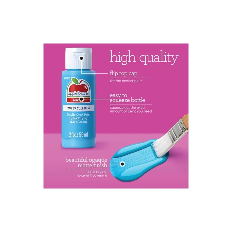 Apple Barrel, Mate Acrylic Craft Paint Kit, ABCAMP24, 36 paints