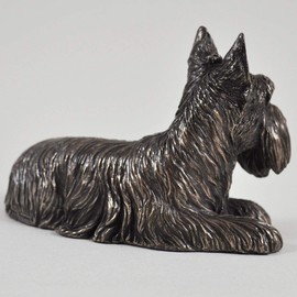 Fiesta Studios Bronze Small Scottish Terrier Dog Statue Scottie Sculpture Ornament Home Decor H8cm