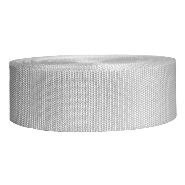 Strapworks Heavyweight Polypropylene Webbing - Heavy Duty Poly Strapping for Outdoor DIY Gear Repair, 2 Inch x 25 Yards - White