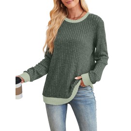 Trendy Sweaters for Women Cute Tops Tunics to Wear with Leggings Soft Crewneck Sweatshirts Christmas Tops Green 2XL