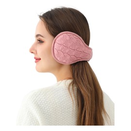 sy soul young Ear Muffs for Winter Women Warm Fuzzy Kint Earmuffs Foldable Cold Weather fur Ear Warmer Outdoor Unisex(Pink)