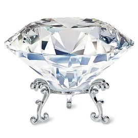 SALUDABLE Crystal Diamond Paperweight Jewelry Clear Figurine with Base (80mm)