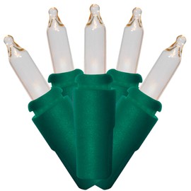 Brite Star 100 Count Mini String to String Christmas Lights, Green Wire, Clear