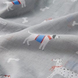 DaysU Muslin Swaddle Blankets for Newborn Babies, Breathable Bamboo Rayon & Cotton Baby Muslin Blankets for Boys Girls Unisex with Gift Box, Large 47"x47", 3-Pack, Grey & White Dog/Arrow/Stripe