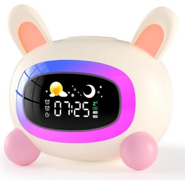 QingHong Kids Alarm Clock OK to Wake Alarm Clocks for Kids Toddlers Night Light Clock for Bedrooms with Children's Sleep Trainer Cute Clock for Teen Boys Girls