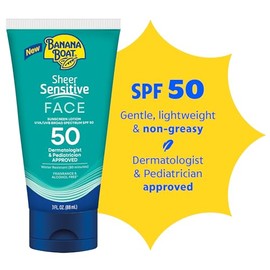 Banana Boat Sheer Sensitive Face Sunscreen Lotion, SPF 50, 3oz
