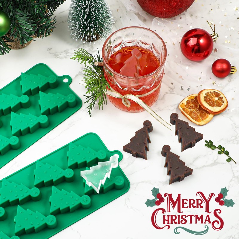 Webake Christmas Tree Silicone Molds for Ice Cube 8-Cavity Christmas