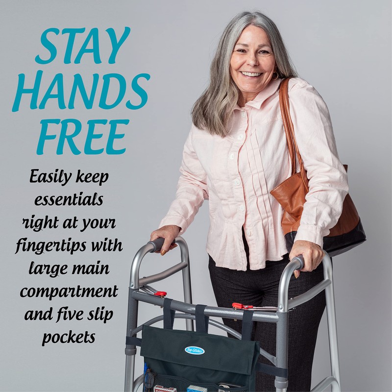 Top Glides Universal 6-Pocket Walker Bag/Tote/Pouch - Black