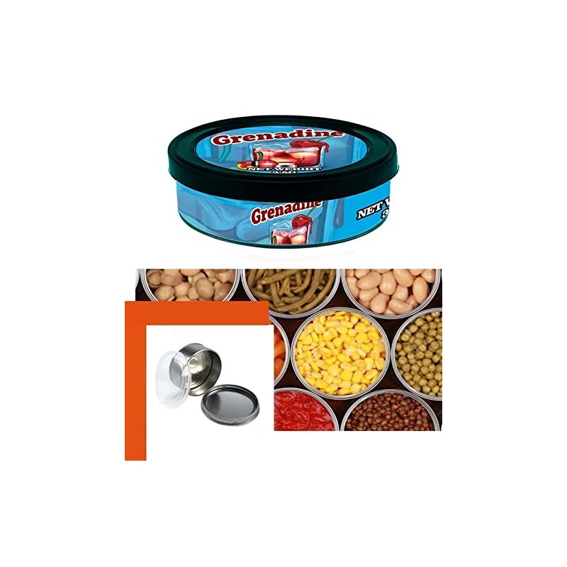 Self-Seal Cali Tin Can with Ring Lid and Labels, Side