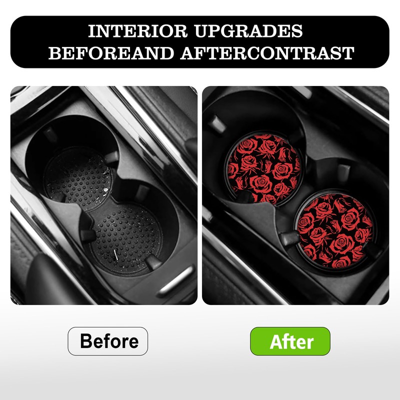 Red Rose Flower Steering Wheel Cover for Women Men, Anti-Slip