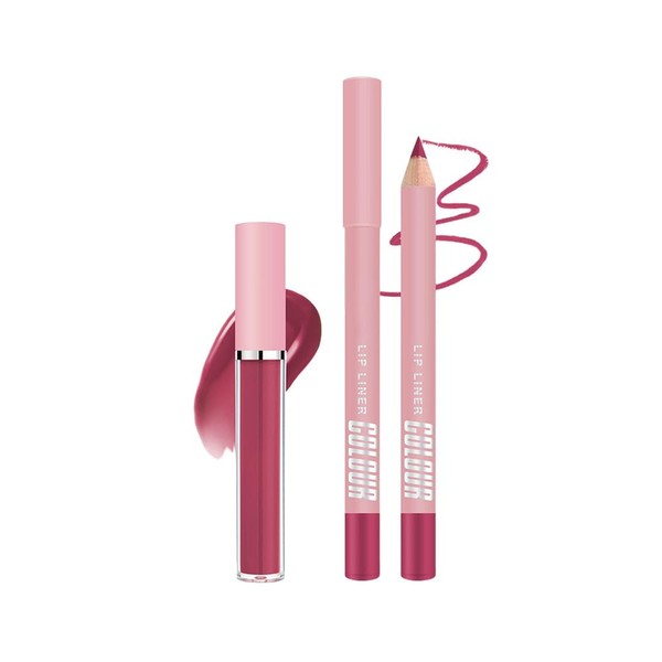 KXmzeG Matte Lip Liner Lip Gloss Set, Long Lasting Waterproof