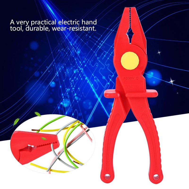 Plastic Pliers, Multifunctional 1000 V Insulated Flat Nose Cutting Pliers,