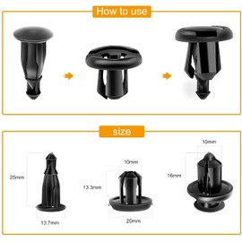 JUTOSU 100pcs 10mm Hole Diameter Clip Auto Rivet Plastic Rivet Trim Clip Retaining Clip Fit For Honda Hole Rivet Fastener Mud Flap Nylon Bumper Fender Clip Fender For Honda Acura Car