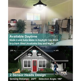 AEQ Solar Shed Light Outdoor Indoor 3000LM Solar Lights Daytime Available Waterproof with 3 Color Temps, Remote Control, 5 Modes & Double Motion Sensor, Solar Indoor Lights for Gazebo Shed Garage Barn