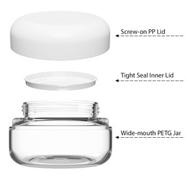 Travel Size Containers for Toiletries, 1 OZ BPA Free, TSA Approved Cosmetic Jars for Face Hand Body Creams Lotions, with Waterproof Labels and 2 Mini Spatulas for Gift (3 Pack)