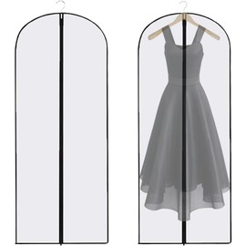 Dress Bags Covers long,2 PCS Dress Covers Garment bags Full Length,Garment Covers Translucent with Zip Waterproof Dustproof Long Dress Bags Covers for Long Dress Shirts Suits Jackets Coats Storage