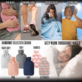 CityComfort Hot Water Bottle with Soft Fleece Cover - Natural Rubber 2 Litre - British Design - UK Safe Tested