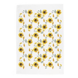 Yellow Sunflowers Tea Towel - Vibrant Floral Gift Panama Cotton Kitchen Dish Towel/Drying Cloth - 67cm x 45cm